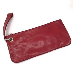 HOBO International Vida Crimson Garnet Genuine Leather Wristlet Clutch Wallet